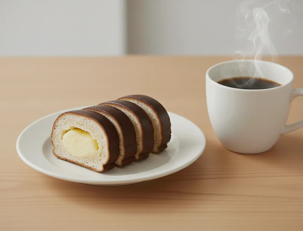 スライスしたパン「サーフィン」とコーヒーを並べた食卓